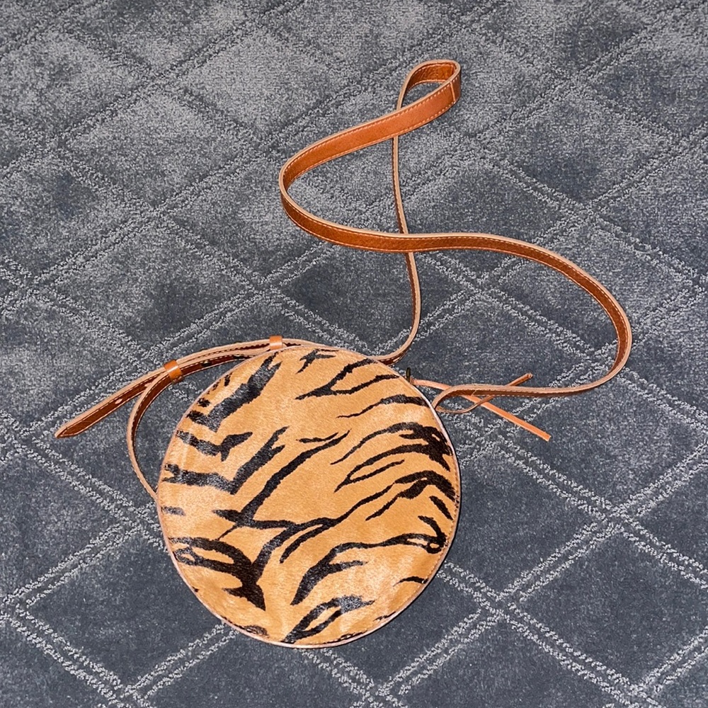 Madewell Tan and Black Round Crossbody Bag